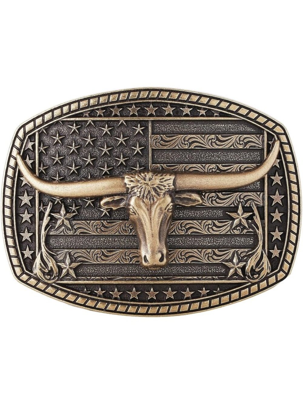 Men 3-bronze Texas Western Cowgirl Rodeo Longhorn Bull Belt Buckles